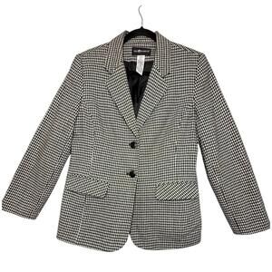 ****Harbor Houndstooth Wool Blend Blazer Size 10 Single Breasted Career Academia